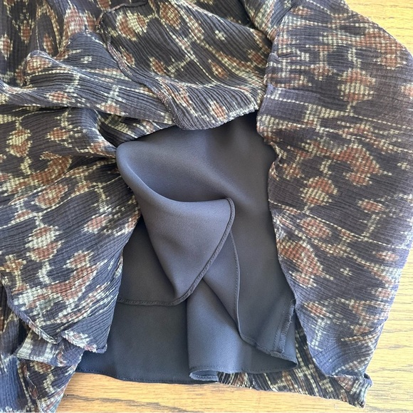 Lauren Ralph Lauren Skirt Brown Aztec Southwest Silk Cotton A-Line Midi Sz 10 - Picture 9 of 9